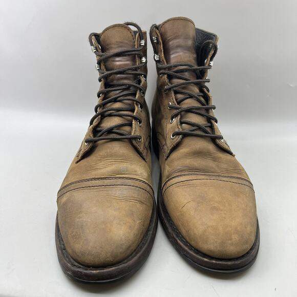 Thursday Captain Boots Mens Size 11.5 Brown Leather Cap Toe Lace Up Studded Sole - Picture 2 of 9